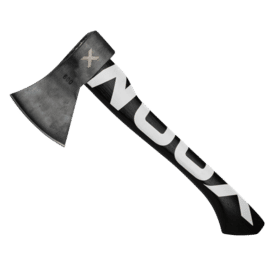 Woox VOLANTE Throwing axe features a white logo on the American hickory wooden handle